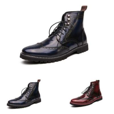 New Mens Brogue Work Ankle Boots Shoes Wing Tip Carved Business Carved Party L