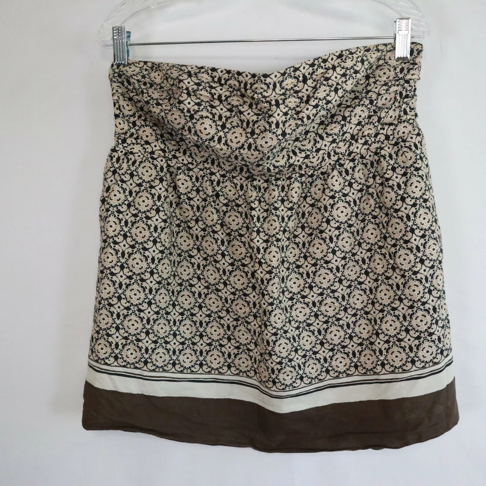 Banana Republic Top 女式 10 衬衫丝绸混纺棕色图案无肩带 — 第 2/4 张图片