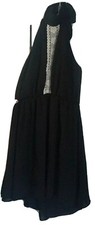 Ladies Finn & Clover Black Backless Lined Mini Halter Dress W/ Lace Trim Large L
