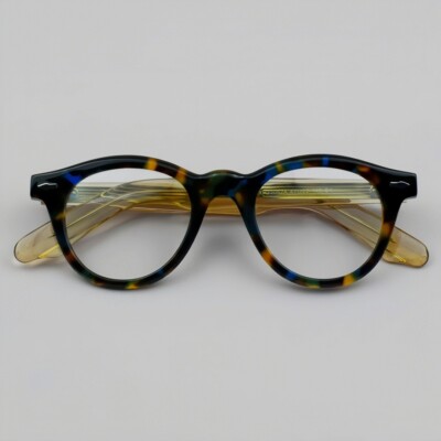 BETSION Thick Acetate Eyeglasses Frame Oval Anit Blue Blocking Reading Glasses