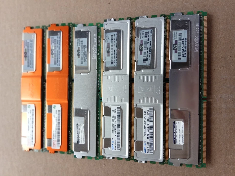 398705-051 HP 512MB PC2 5300 DDR2 ECC Memory 416470-001, 413507-B21 LOT OF 6 - Image 2 of 2