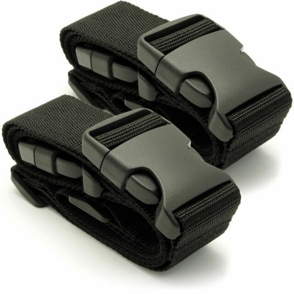 2xblack Small Travel Luggage Straps Short Adjustable Suitcase Belt