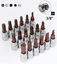 Hex POZI Cross & Flat Head Bit Torx Bit Star Socket Set 3/8" Drive Sockets