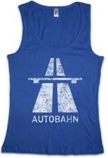 AUTOBAHN Women Tank Top Electro Pop Synthie 80s Wave Sign Road Highway A German