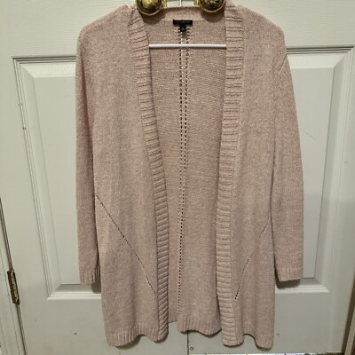 Talbots Long Spring Cardigan In Soft Pink Size Small Linen Blend