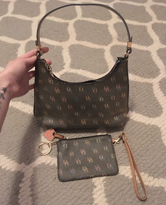 Vintage 2004 Dooney Bourke Multicolor Black Monogram Shoulder Bag  Wristlet