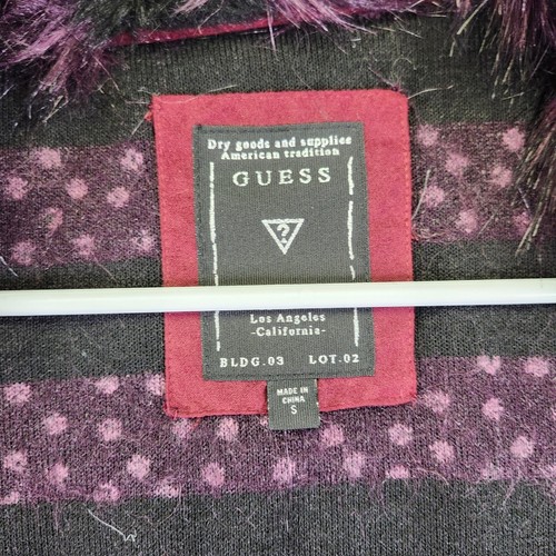 Guess Draped Faux Fur Vest Sleeveless Layering Purple Black S - Picture 3 of 6