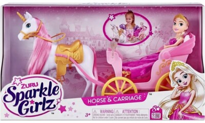 Zuru Sparkle Girlz Big Princess Doll And Unicorn Horse Carriage