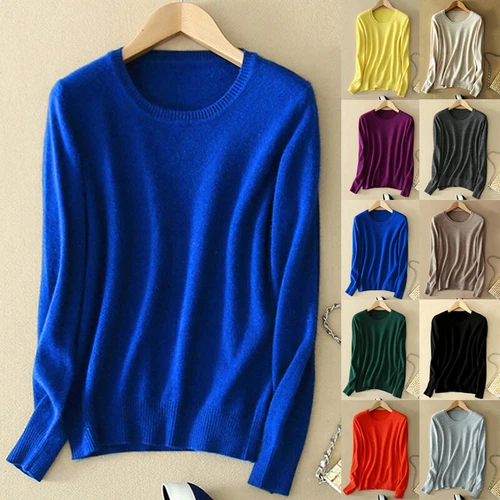 Damen Freizeit Herbst Oberteil Slim Strick Pullover Langarm Pulli - Bild 2 von 33