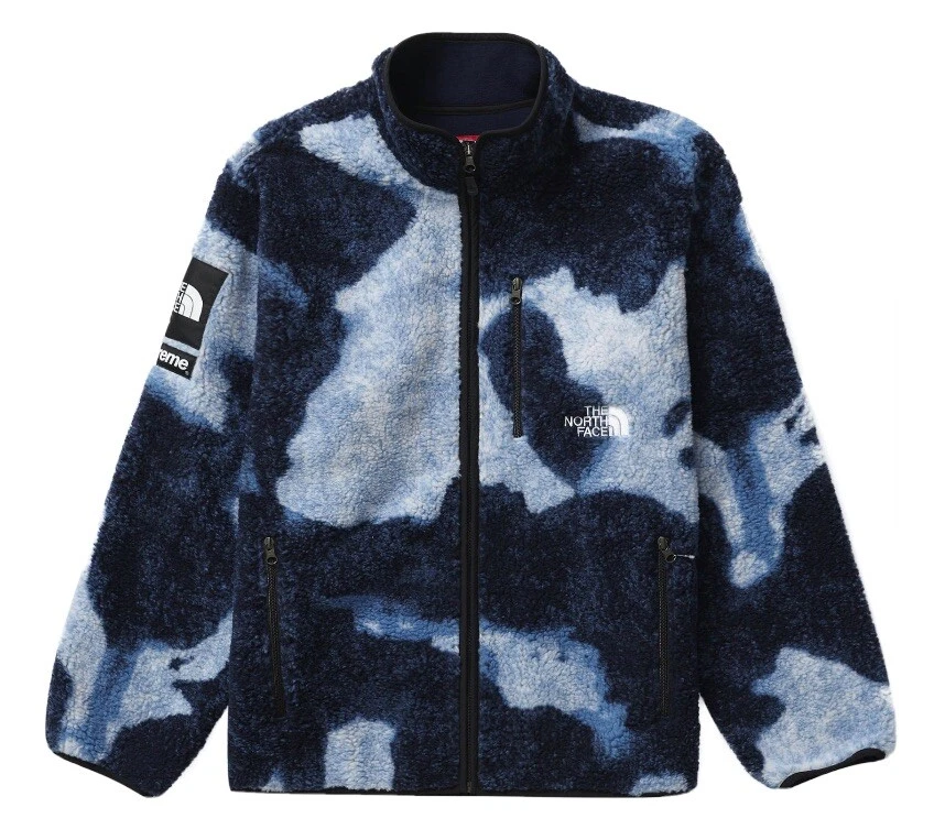 SUPREME x TNF THE NORTH FACE FLEECE JACKET BLEACHED DENIM LARGE (FW21)