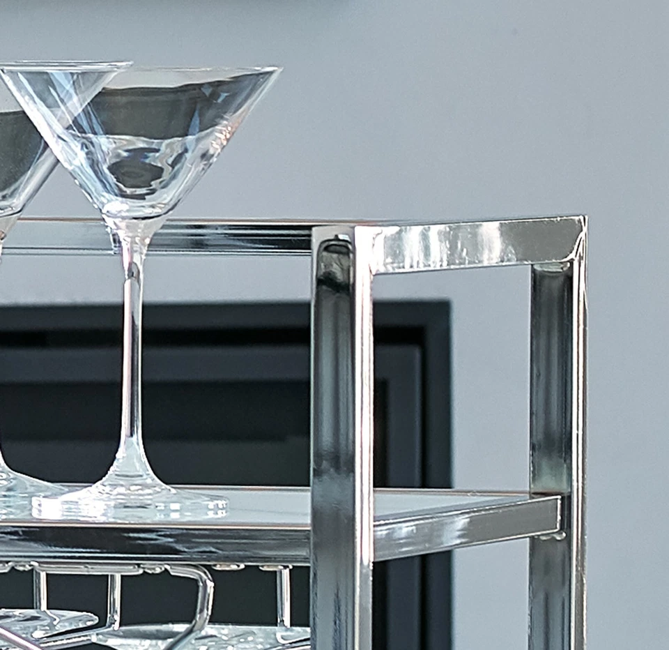 Carro de bar moderno contemporáneo glam pub mármol vidrio cromo posavasos 181370 Foto 3 de 4