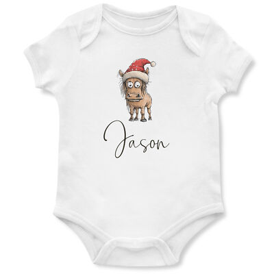 Personalisierter Esel Weihnachten Strampler Baby 1. Erste Weihnachten Mädchen Babyanzug Weste...