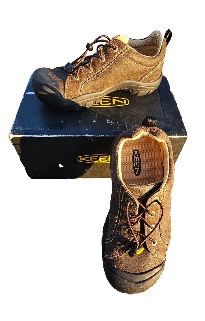 KEEN Shoes Bronx Brown Leather Lace Up Low Top Hiking rubber toe Kids US 5 NEW