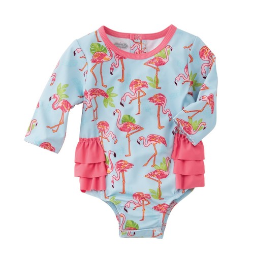 New Mud Pie Flamingo UPF 50+ Rash Guard Swim Bathing Suit Baby Girl 912 mos eBay