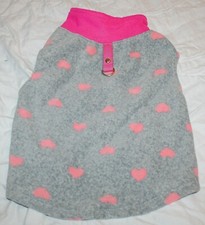 Dog Sweater Coat Jacket Clothes Fleece Pullover Leash Ring 11.5" Back Length