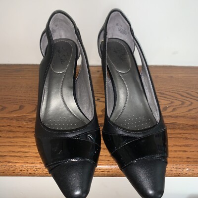 LIFESTRIDE Soft System Black Faux Two Tone Leather Pumps High Heels Size 9 212