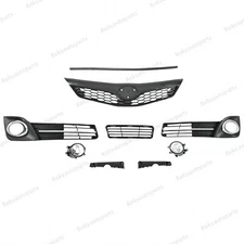 For Camry 2012-2014 SE/XSE Lower Upper Grille w/Stip+Fog lights+ Bumper Brackets