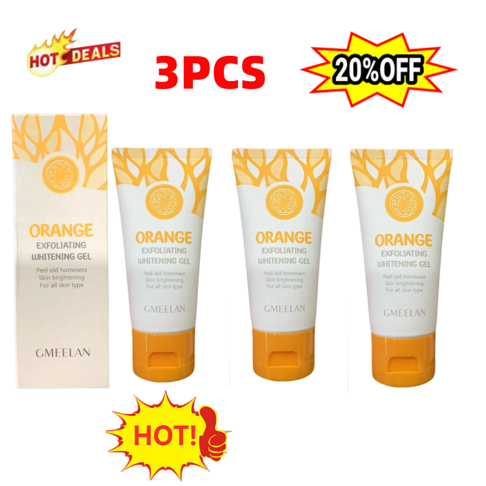 3PCS GMEELAN Orange Exfoliating Whitening Gel Scrub Face Body Brigtening Skin Y;