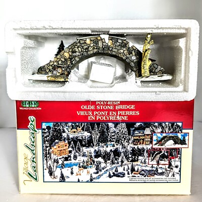 Lemax 2000 Village Landscape Collection Olde Stone Bridge Poly Resin #03328AM 9''