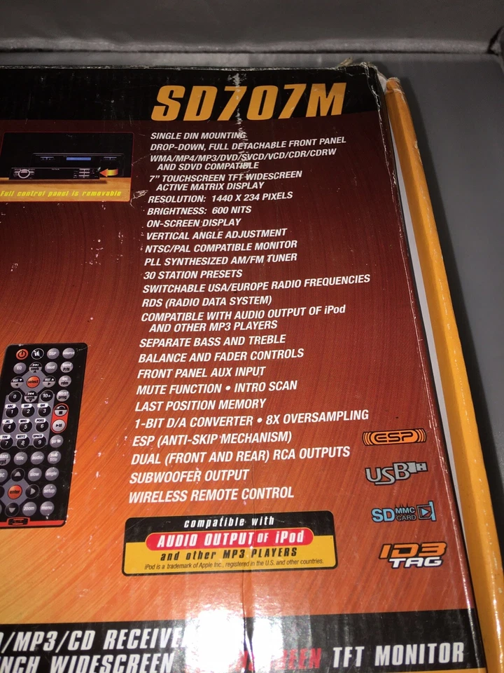 SSL SD707M CD player In Dash 7" touch screen single Din DVD/CD player NO Remote - Image 3 of 4