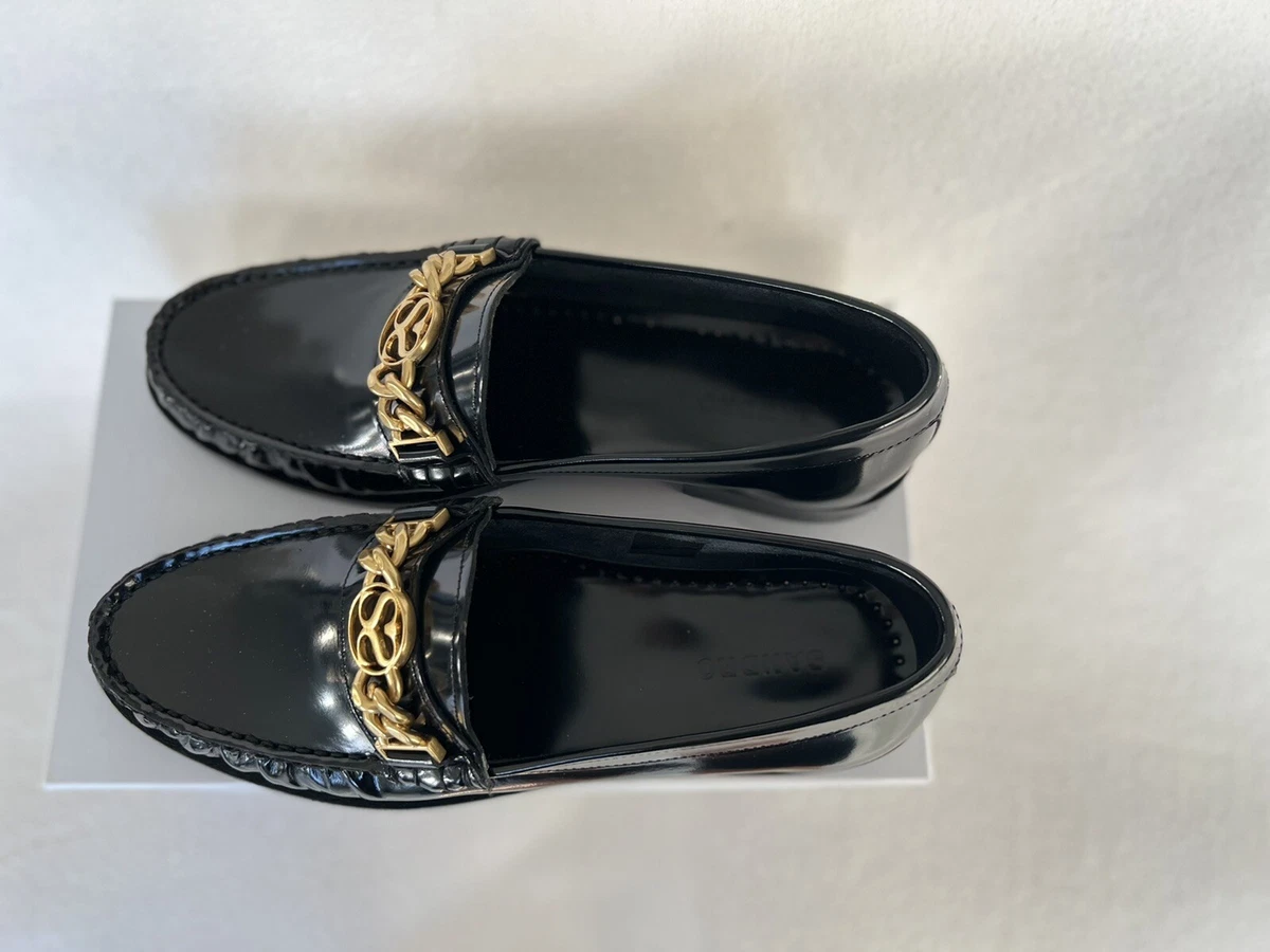 Paris I - Black patent leather loafers with gold horsebit, men's