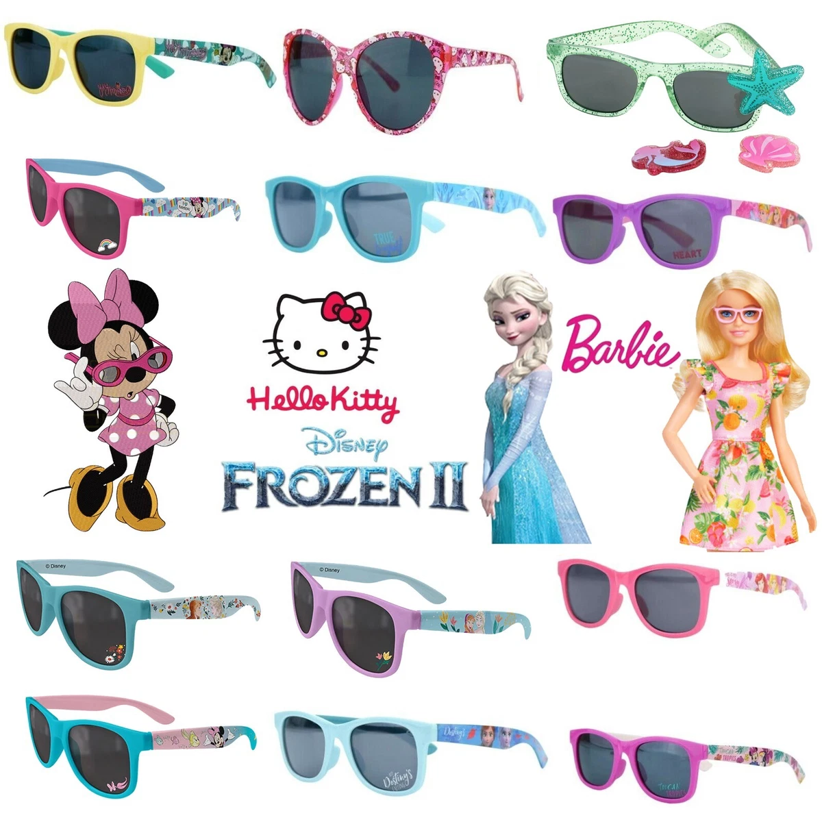 Licened Girls Sunglasses Minnie Barbie Frozen Princess UV400 Kids Xmas Gift 3 Y