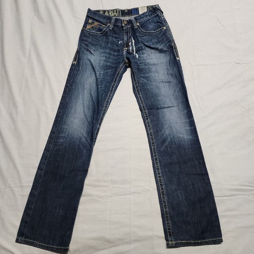 Ariat Men's Jeans 30x35 Blue Distressed Relaxed Fit Straight Leg Western Denim - Picture 3 of 13