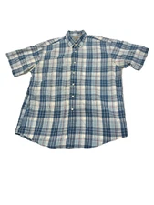 L.L. Bean Short Sleeve Button Up Shirt Blue Checker Men's L