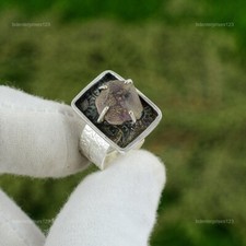 Gift For Women Solitaire Adjustable Ring 925 Silver Natural Amethyst Rough