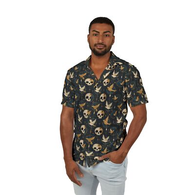 Skull & Sparrow aftertaste Men's Hawaiian Camp Shirt (AOP)