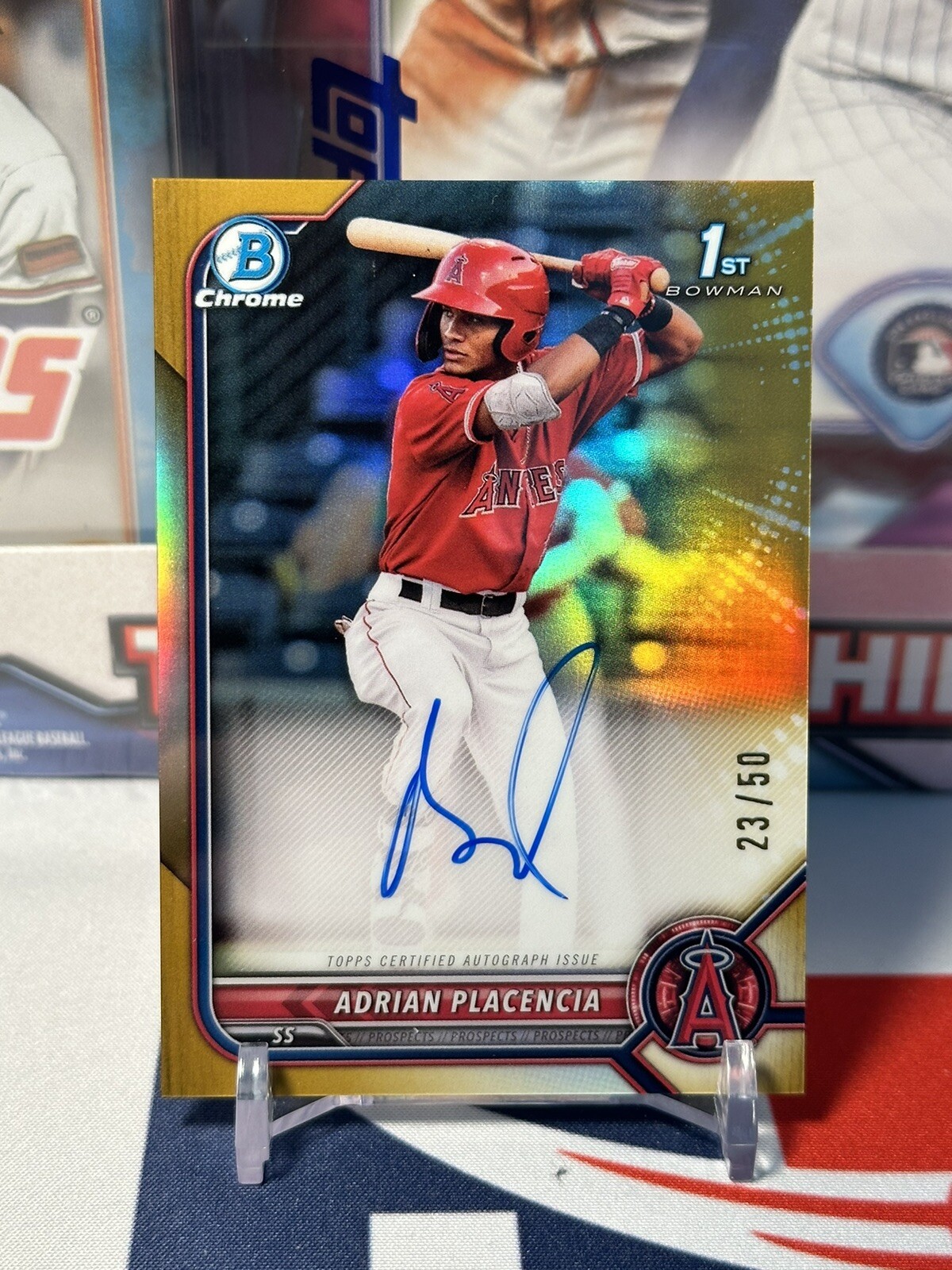 2022 Bowman Chrome 1st Prospects Gold Auto #CPA-APA Adrian Placencia /50 Angels