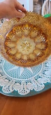 Vintage Glass Amber Tiara Sandwich & Deviled Egg Plate -Platter Approx 12 Inch
