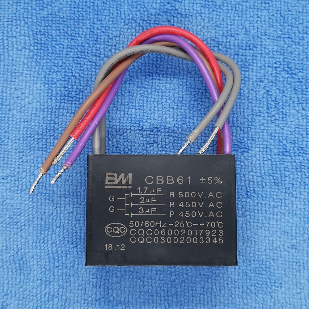 New CBB61 1.7uF+2uF+3uF 500V/450V AC 5 wire BM Capacitor for Ceiling Fan Motor