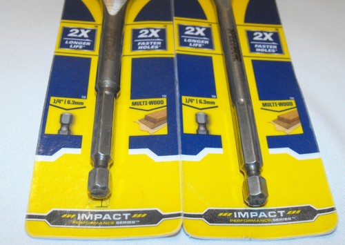 Schöne neue Menge 2 Irwin Speedbor Spaten Holzbohrer Bits 11/16"", 1 1/8"" Sechskantschaft - Bild 3 von 12