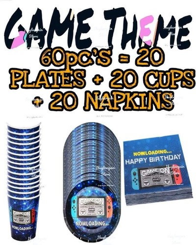 VIDEO GAME Birthday Party Tableware Set Gaming Supplies Children Games Theme - Picture 11 of 19