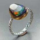 Handmade ring 8 ct Natural Ammolite Ring 925 Sterling Silver Size 7 /R472380