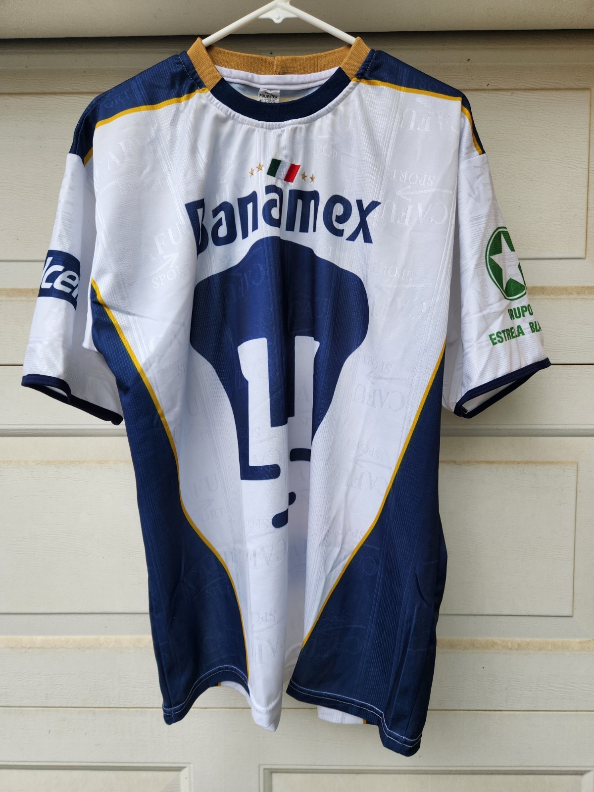 Pumas Jersey XL Men's UNAM Futbol Soccer Mexico FMF White Blue Gold Shirt