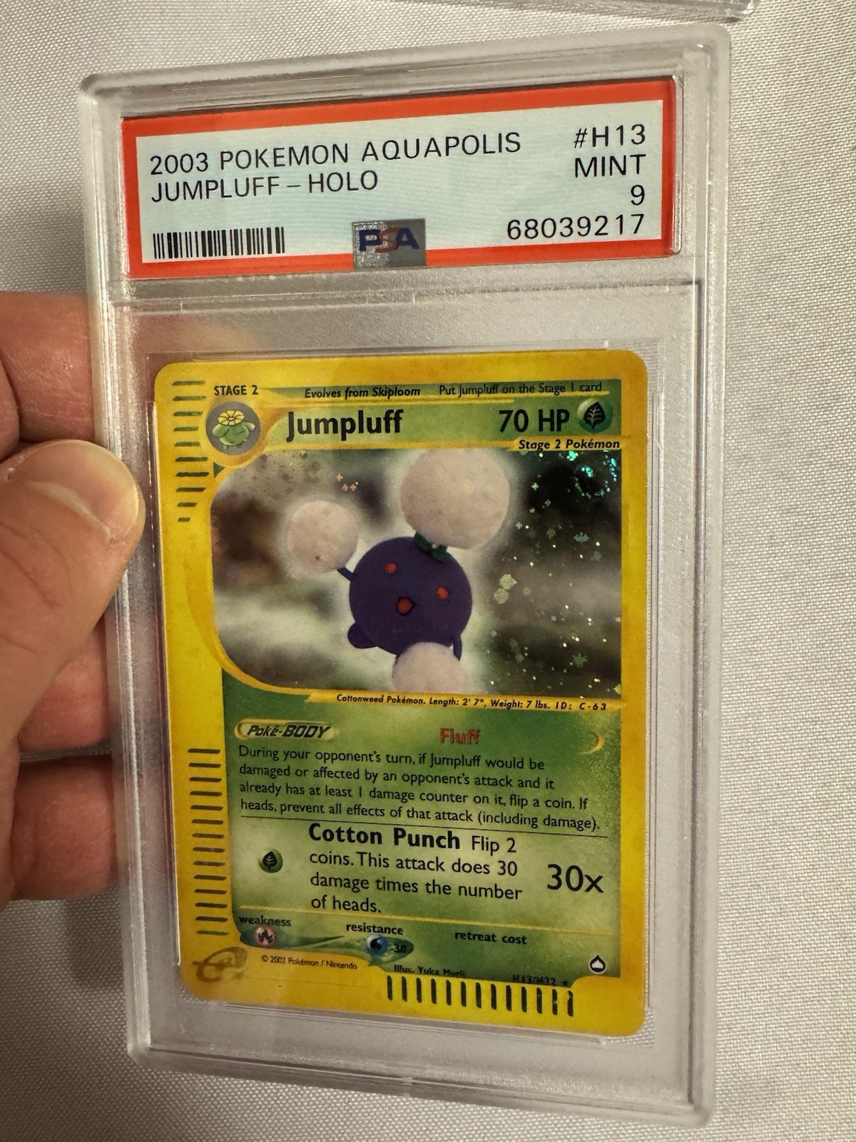 2003 Pokemon Jumpluff Holo Rare E Reader Aquapolis H13/H32 PSA 9 Mint WOTC SWIRL