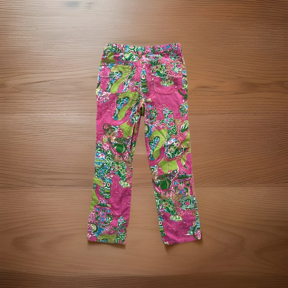 Pantalones Lilly Pulitzer Niñas Talla 8 - Estampado Safari Multicolor Brillante - Ajustable Foto 4 de 4