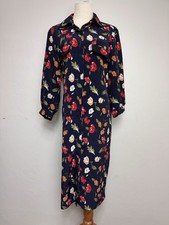 Vintage Breli Originals Womens 12 Button Front Tea Dress Floral Navy Teachercore