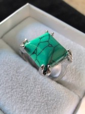 Sterling Sz 8 Blue Green Spider Web Turquoise New Mexico Crafted Unique Color