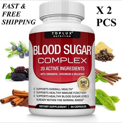 Toplux Premium Blood Sugar Complex Supplement Supports Healthy Blood Sugar Level