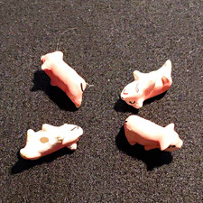 Lot of 4 Miniature Pink Ceramic Hand Painted Pig Figurines Animal Figurine Set