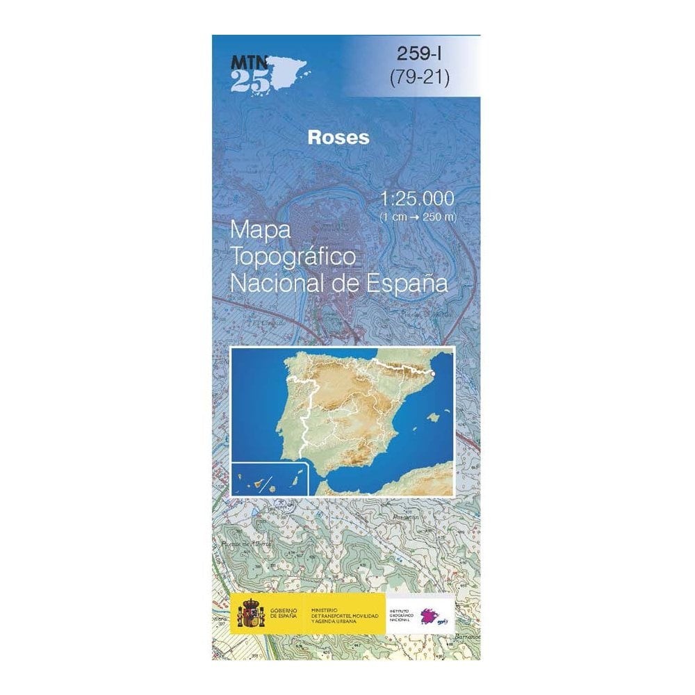 Spain map 0259-I: Roses hiking walking cycling topographic 1:25K