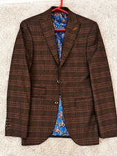 Next Tailoring Slim Fit 3 Piece Brown Plaid Suit 38R W38 L33