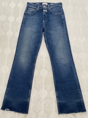 Closed Women s Organic Cotton Jeans 25 Medium Wash Raw Hem Made Italy Straight