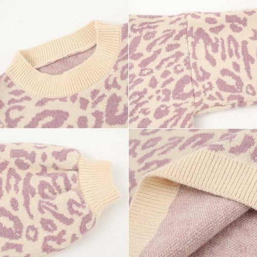 Sweater Turtleneck Casual Top Leopard Knitted Winter Animal Print Women Pullover - Picture 7 of 15
