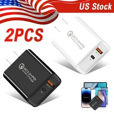 1-2 Pcs 20 Watt US Fast Charger Block USB+Type C Wall Power Adapter For Samsung