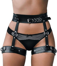 Women's Punk Leather Leg Harness Gothic Garter Belt for Women Leg Harness Thi...