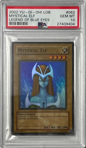 2002 Yu-Gi-Oh! PSA 10 GEM-MT 'Mystical Elf' LOB-062 ~SUPER RARE~ COMPLETER